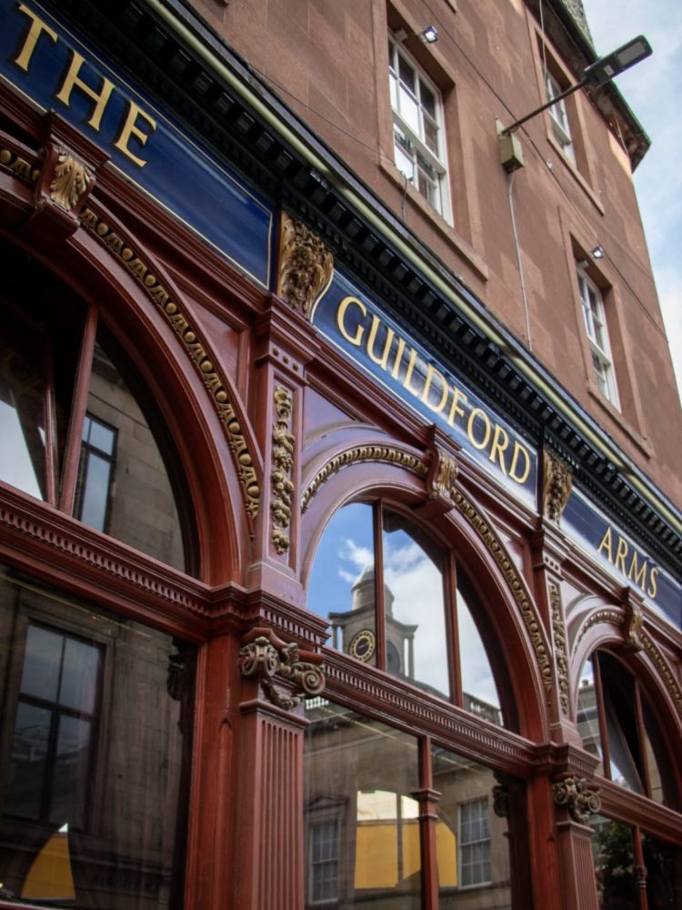 The exterior of the historic Guildford Arms pub in Edinburgh